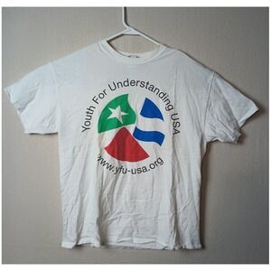 Hanes Youth For Understanding USA Graphic Tee White T-Shirt Large Vintage 90's R